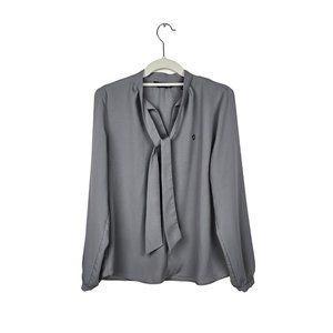 Lands' End Chase Stylish Business Apparel Gray Collar Tie Top